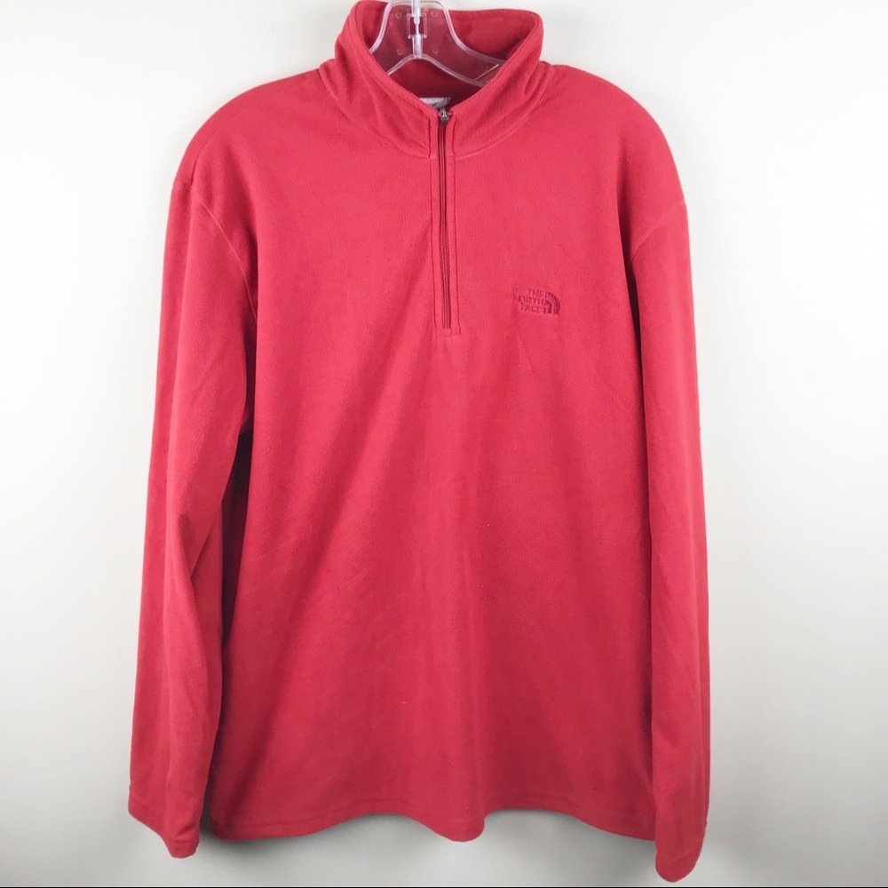 The North Face red 1/4 zip pullover fleece